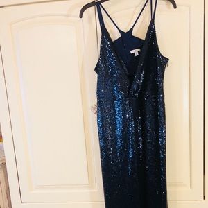 Blue Sequin Evening Gown